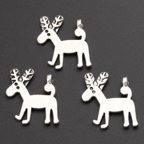 20pcs Christmas Deer Charms Silver Color Pendant Jewelry Making Diy Handmade Craft A2943