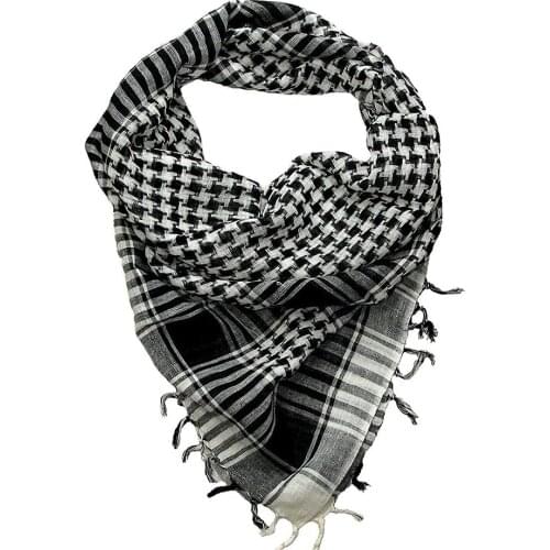 Unisex Scarf Cotton Lightweight Plaid Tassel Arab Desert Shemagh,Black
