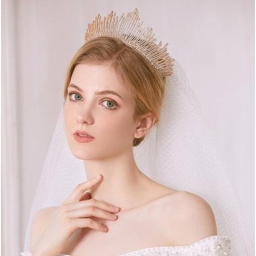 Bridal Crystal Wedding Tiaras Crown Bride Baroque Rhinestones Hair Jewelry Party Crowns Women Headpiece Wedding Hair Accessories
