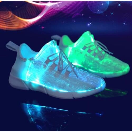 Women Men Luminous LED Light Laces Up Size 35-44 Shoes USB Glowing Rechargeable Sportswear Trainers Christmas Gift