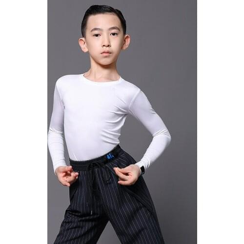 Latin Dance Practice Tops Kids Rumba Dance Clothes Samba Stage Performance Long Sleeve Shirts Boys Cha Cha Dance Blouser DWY4864