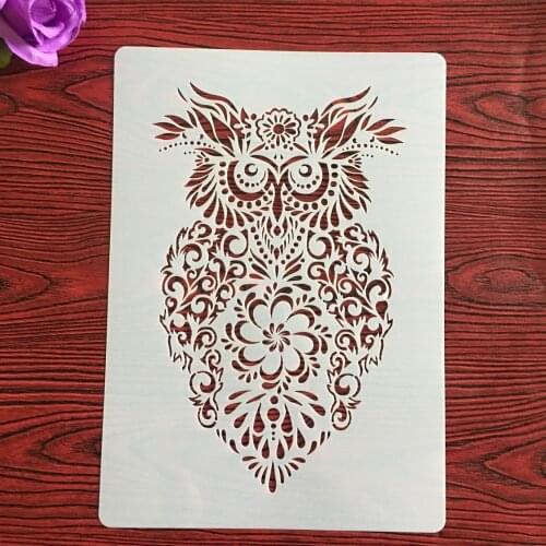 A4 29 *21cm Animal owl layered stencil painting scrapbook stamp album decoration embossed paper card template decoration