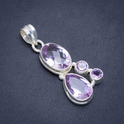 Natural Amethyst Handmade Unique 925 Sterling Silver Pendant 1.75" A1978