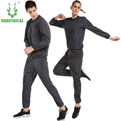 Vansydical Running Suits Fitness Lose Weight Sweat Suit Women Men Sports Sets Jacket Gym Sportswear Fitness Training Tracksuits