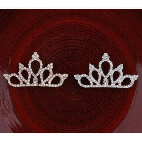 200pcs/lot 2Colors Vintage Boutique Rhinestone Crown For Baby Hair Accessories Flat Back Alloy Tiara Button For Enbellishment