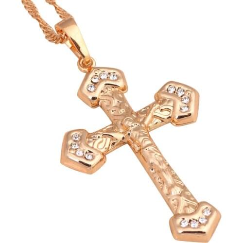 Top Quality Cross necklace gold tone AAA Zirconia Crystal wholesale & retail Fashion Jewelry necklace & pendants LN532A