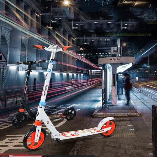 High Quality Portable Foldable Aluminum Alloy Adjustable Height Adults Scooter With Shock Absorption Load-bearing 100KG 2 Color