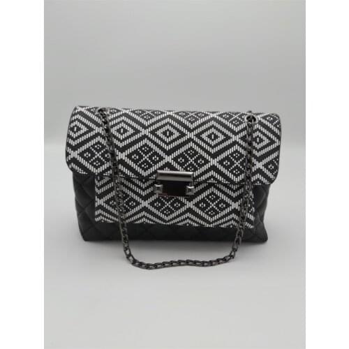 Womens Black White Rug Pattern Messenger Bag
