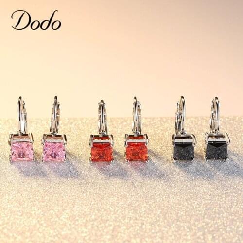 DODO Square Crystal womens hoop earrings fashion jewelry Fine earrings for women boucles d oreille femme E136