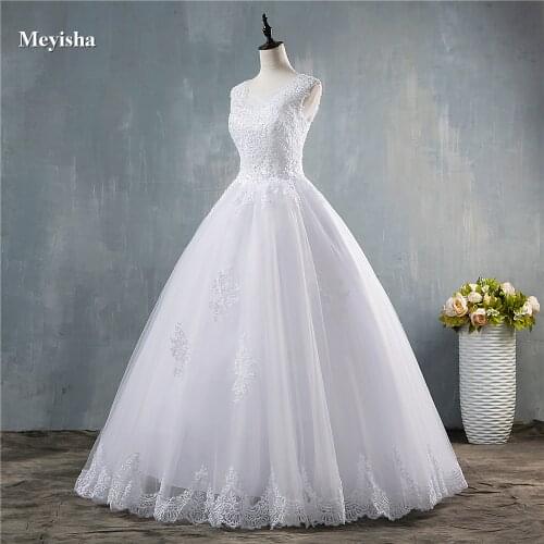 ZJ9128 2019 2020 new style fashion White Ivory O Neck Wedding Dresses for brides plus size maxi formal with lace edge bottom