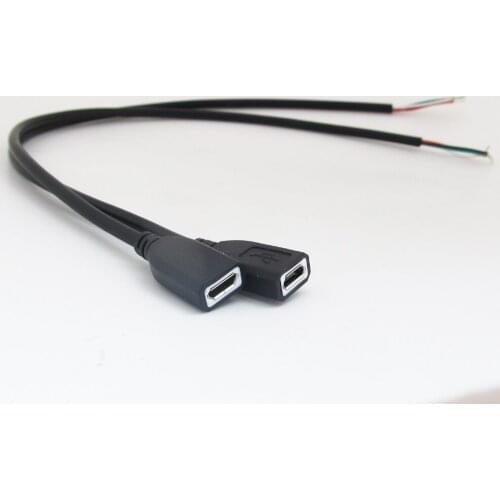 10pcs 30cm/1ft Micro 5pin USB Female Jack 2 wires Power Pigtail Cable Cord DIY Black