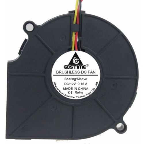 10PCS Gdstime Machine Equitment 12V 3 Wires 3Pin FG DC Brushless Cooling Exhaust Blower Cooler Fan 75x15mm 75mm x 15mm 7515S