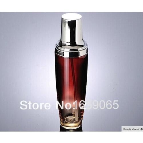100ml Wholesale red glass lotion bottle with silver pump for Cosmetic Packaging Dispenser for Skin Care, Travel, 50pcs/lot