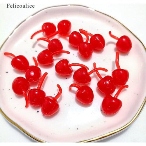 100pcs 3D Simulation Fruit Fake Cherry/Blueberry/Strawberry Resin Miniature Art Cabochon DIY Decorative Craft Scrapbooking