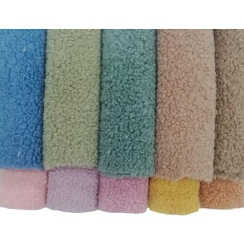 Solid Matte Color Fluffy Curly Brushed Plush Suede Faux Fabric Woven Backing for Making Home Textile/Garment/Bag