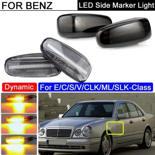 2Pcs Dynamic LED Side Marker Lights Flowing Turn Signal Light Blinker For E-Class W210 C-Class CLK-Class SLK-Class VW LT Dodge