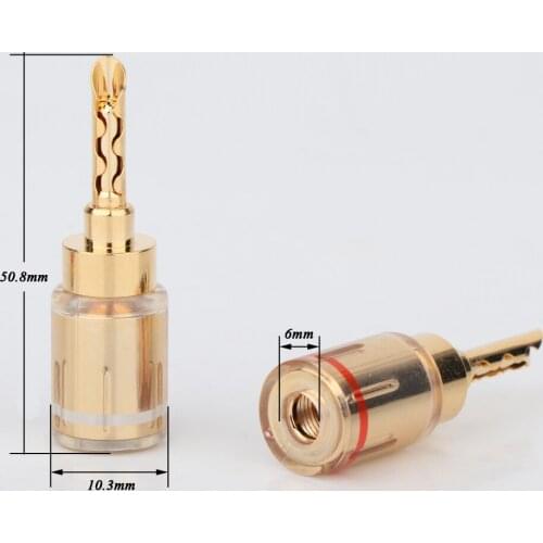 4Pcs Hifi Audio Gold Plated Brass BFA Banana Connector Banana Plug Adapter Wire Speaker Connectors