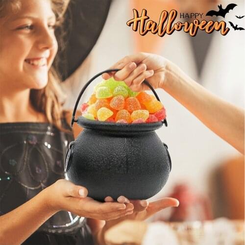 5pcs/lot Halloween White Skull Black Witch Plastic Candy Bucket Jar Trick Or Treat Halloween Party Decorations Props For Kids