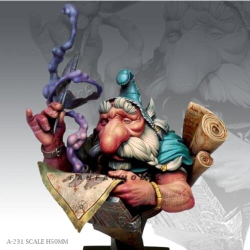 50MM Resin Bust of the dwarf magician Model Kits A-231