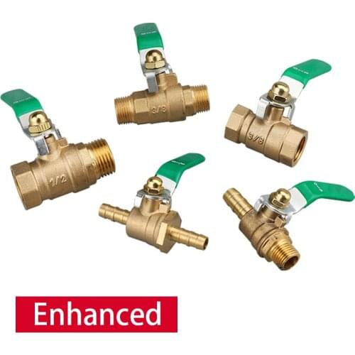 6-12MM Built-In Hose Barb Brass Water Oil Enhanced Gas Fuel Line Shutoff 1/8" 1/4'' 3/8'' 1/2'' Pneumatic Connector Controller