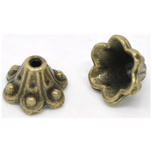 8SEASONS Antique Bronze Flower Bead Caps Findings 10x5mm,sold per packet of 100 Hot new
