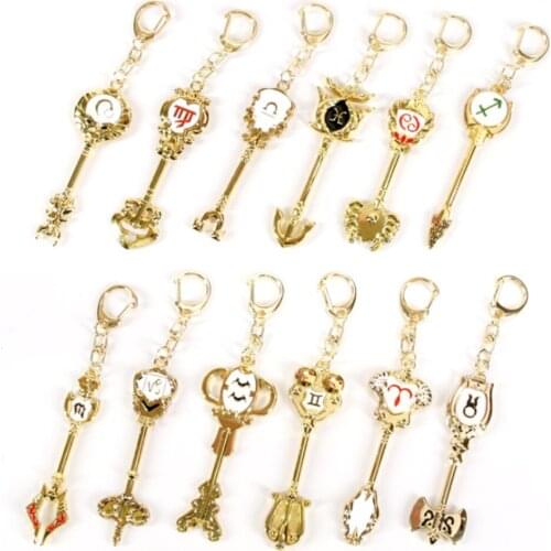 Anime fairy tail Cosplay Lucy celestial body twelve zodiac Elven door Keychain pendant constellation Keychain Keyring