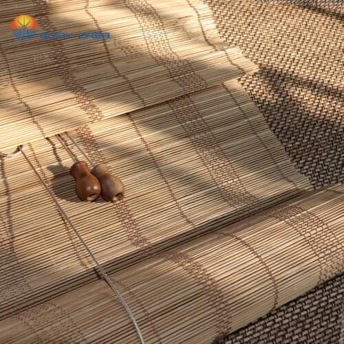 E-WAY CASA 4 Colors Bamboo Blinds Sunblock Venetian Rolling up Roman Style Bamboo Shades Shutter Round Slats Valance No.BB_YCX