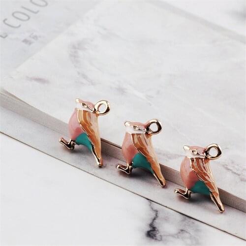 Free Shipping 10PCs 30PCs 17*14MM 3D Enamel Alloy Animal Bird Pendant Charms Gold Color Plated Oil Drop DIY Jewelry Ornaments