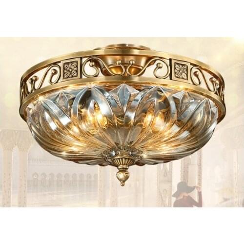 Free Shipping D42cm H29cm Art Decration 90-265V Bronze Crystal Style Design Ceiling Lamp Copper Luster E27 LED Ceiling Lighting