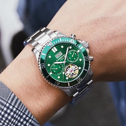 CARNIVAL Original Fashion Business Mens Automatic Watch Sapphire Crystal Waterproof Tourbillon Mechanical Sport Watches Relogio