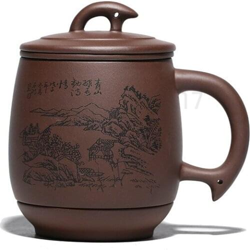 Yixing Zisha teapot tea cup full handmade liner filter Kung Fu with cover cups 375ml
