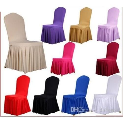 Chair skirt cover Wedding Banquet Chair Protector Slipcover Decor Pleated Skirt Style Chair Covers Elastic Spandex High Quality