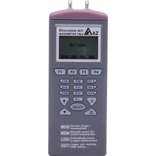 Digital AZ9631 Manometer Differential Pressure Datalogger Range 100 Psi 11 Pressure Units Intelligent Differential Pressure Data