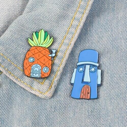 BLUELANS Creative Unisex Cartoon House Pineapple Brooch Pin Hat Shirt Collar Lapel Badge customize brooch pin kleding accesoires