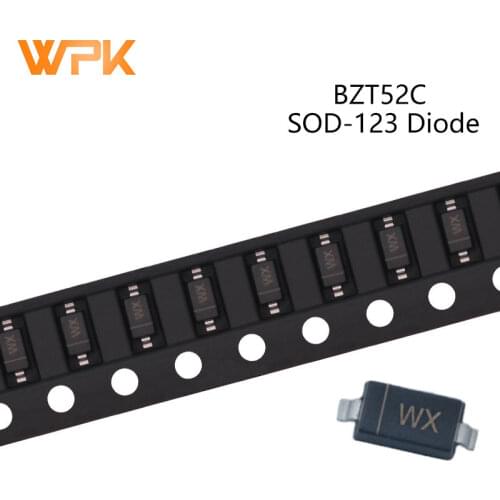 100Pcs SMD Zener Diode SOD-123 BZT52C2V4 WX BZT52C2V7 W1 BZT52C3V0 W2 BZT52C3V3 W3 BZT52C3V6 W4 BZT52C3V9 W5 BZT52C4V3 W6