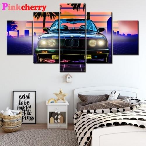 Diy Diamond Painting E3 Car Classic Retro Diamond Picture full square round Diamond Embroidery 5piece
