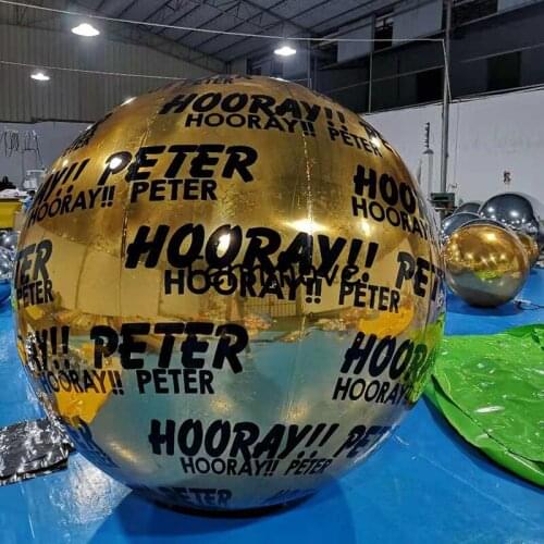 1m diameter giant inflatable gold mirror ball with printing for christmas festival event indoor decoration outdoor advertising