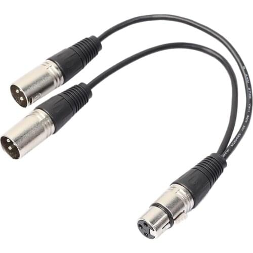 3P XLR Microphone Audio Extension Cable Cord wire Female Jack to Dual 2 Male Plug Y Splitter Cable Adaptor Cord 0.3m 1Ft