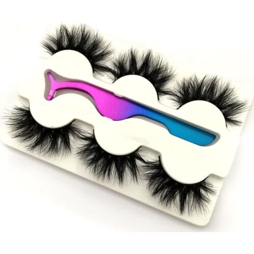 Hot selling 3D real mink three pairs Cruelty free Lashes Reusable Natural False Eyelash curler Popular Lashes Makeup