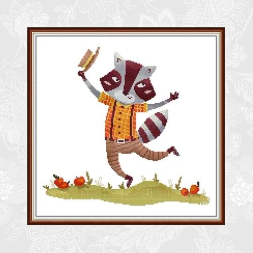 Cross Stitch Kits Aida Fabric 14CT 11CT Counted Printed Canvas Mr. Tanuki DIY Embroidery Handmade Needlework Cross-stitch Sets