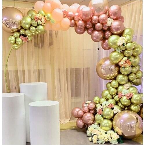 50 Pcs/lots Chrome Gold Rose Pastel Baby Pink Balloons Garland Arch Rose Balloon For Birthday Wedding Baby Shower Party Decor
