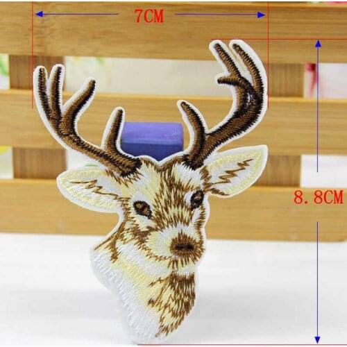 Deer Head Punk Iron On Patch Embroidered Clothes Patch For Clothing Woman Clothes Stickers Garment Apparel Accessories