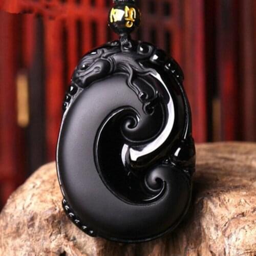 Natural Obsidian Pi Xiu Ru Yi Jade Pendant Jewelry Lucky Exorcise Evil Spirits Auspicious Amulet Jade Pendant Fine Jewelry