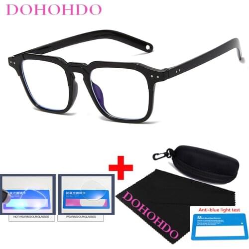DOHOHDO Vintage Men Anti Blue Light Computer Glasses Frame Womens Blue Light Blocking Glasses UV Gaming Filter Optical Glasses