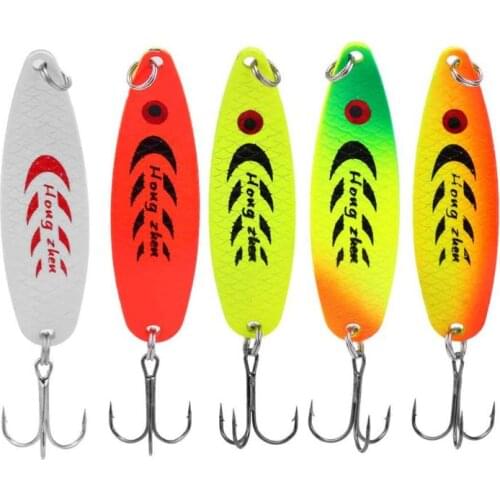 13g Double-Sided Fishing Lure Paint Ruia Bait Three Hook Spoon Type Iron Plate Bait Color Sequins Ruia False Bait to Draw Bait