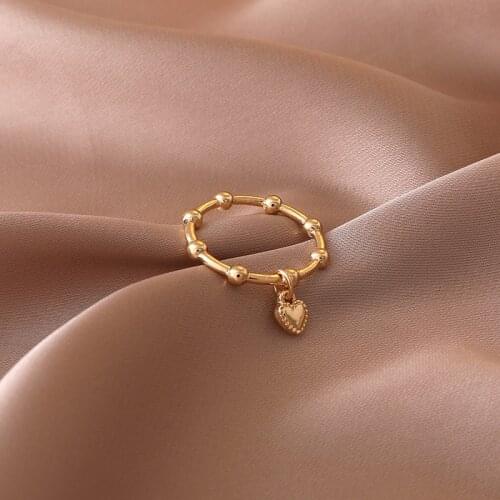 Simple Round Rings for Women Small Dot Love Pendant Ring Charm Tail Ring Accessories Wholesale Jewelry