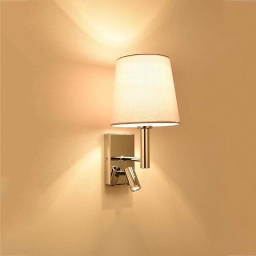 Modern Fabric Lampshade Wall Lamp With 2 USB (2.1A) Charging Ports E27 Home Hotel Warm And Romantic Bedside Night Light