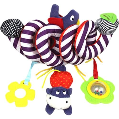 Crib Around Rattle Spiral Plush Toy Car Seat Crib Baby Teething Pram Rattles Toy New Purple Bird Cot Taddlers Hanging Gorgeous