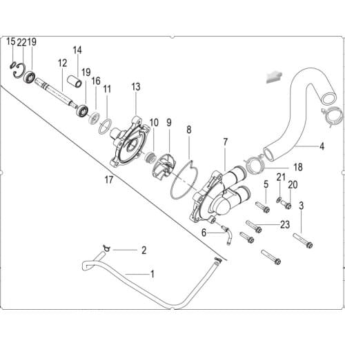 Water pump page of Benelli 302G TNT 302R 300GS