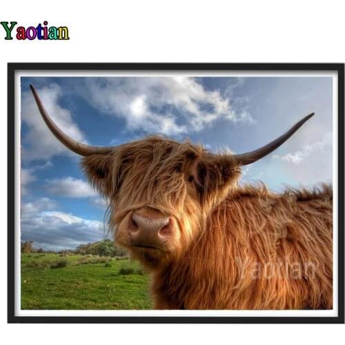 Rhinestone Painting Crystal Painting Diy Diamond Painting Highland Cow 3D Cross Stitch Diamond Embroidery Hobbies and Crafts